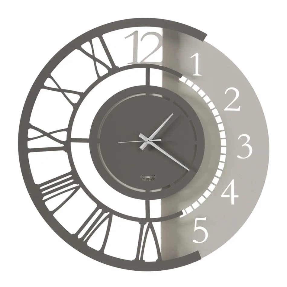Modern Round Design Iron Wall Clock Double Numbering - Kassio Viadurini