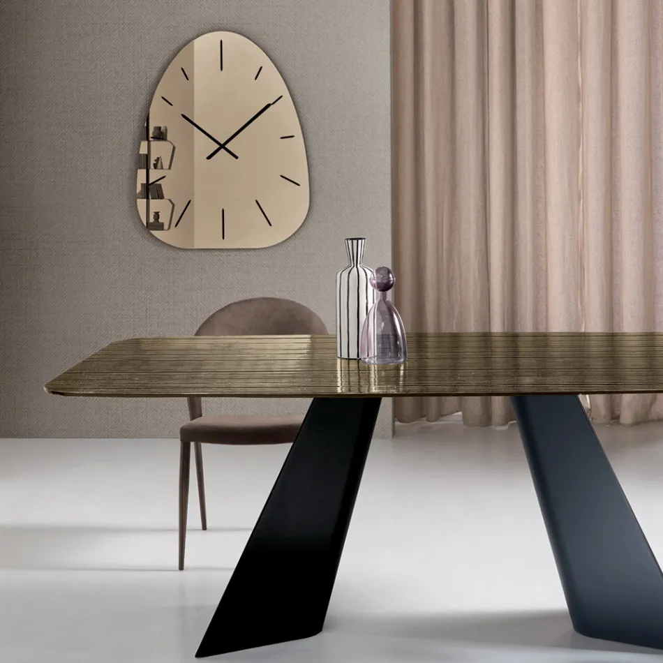 Claudia Mirrored Glass Wall Clock with Laser-Engraved Numbers Viadurini