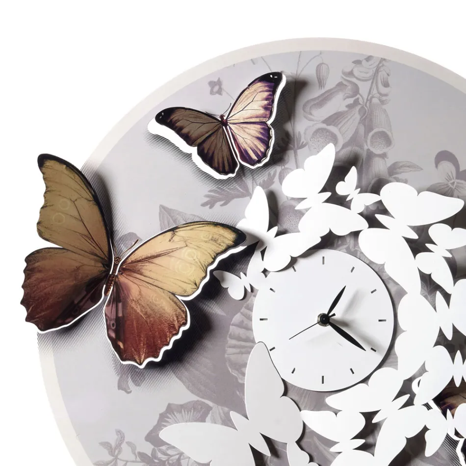 Clock with Butterfly Decoration in Different Finishes Made in Italy - Cufflinks Viadurini