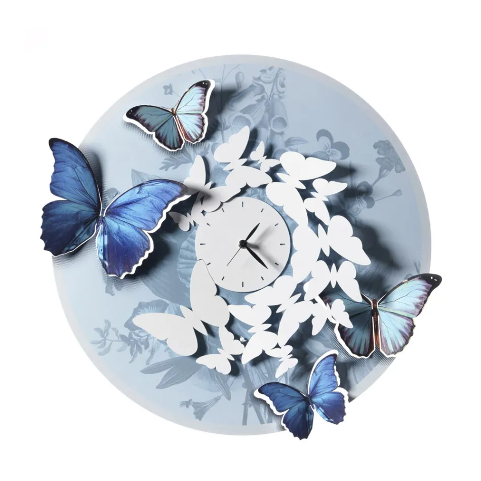 Clock with Butterfly Decoration in Different Finishes Made in Italy - Cufflinks Viadurini
