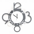 Large and Modern Design Wall Clock in White and Gray Wood - Digit