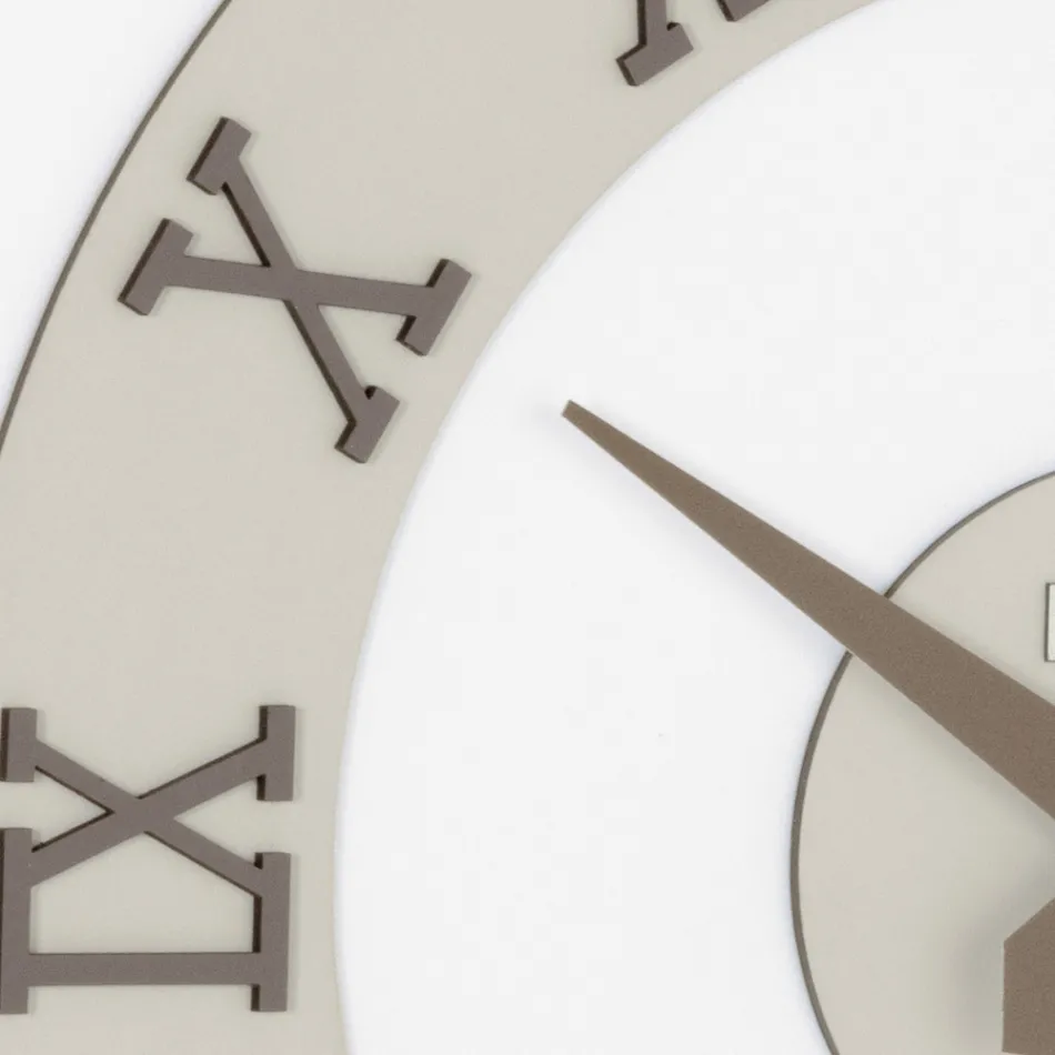 MDF Wall Clock and Roman Numerals in Linen Relief - Chronoform Viadurini