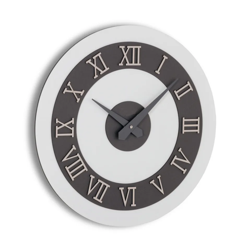 MDF Wall Clock and Roman Numerals in Linen Relief - Chronoform Viadurini