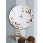 Modern and Round Wall Clock in Wood with Design Decorations - Season Viadurini