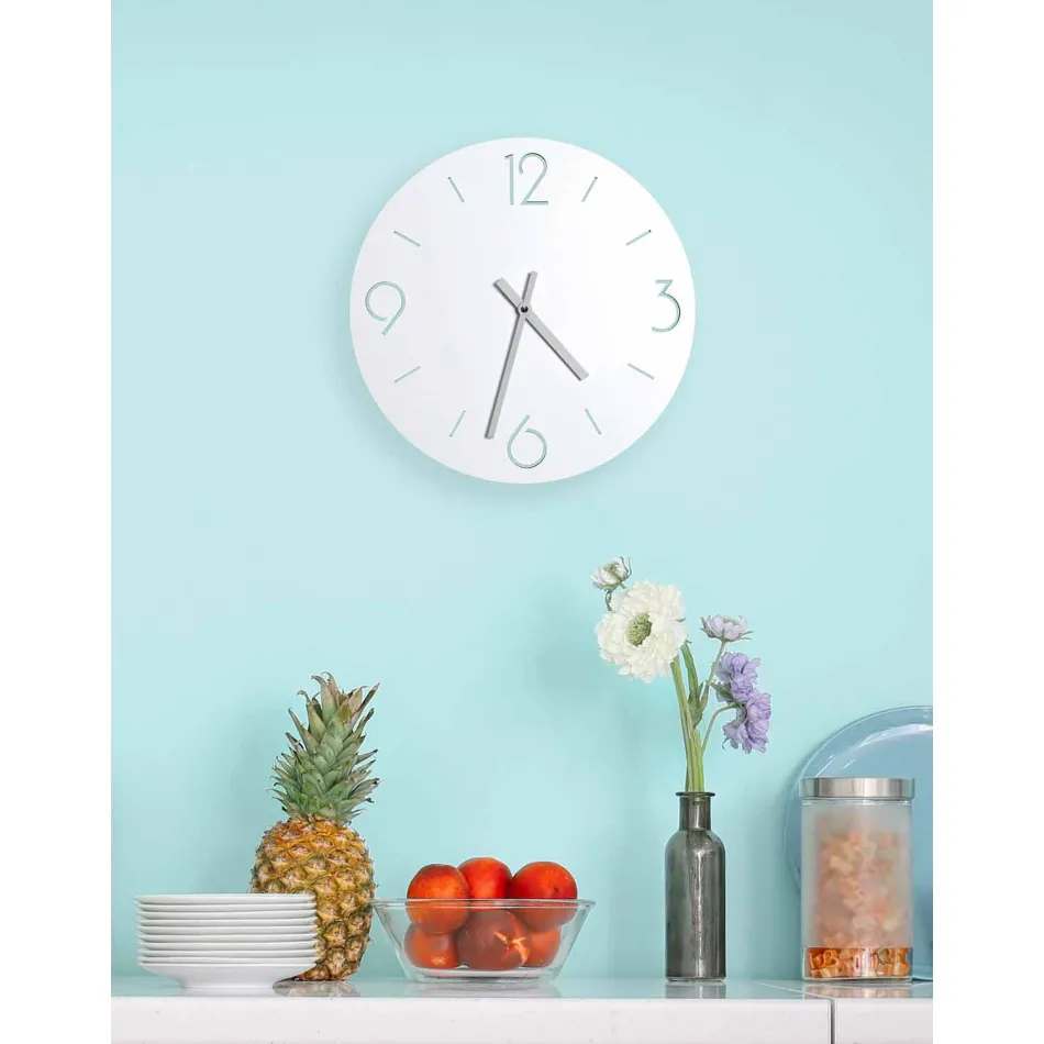Classic Design White Wall Clock in Round Wood - Settimio Viadurini
