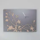Modern Design Rectangular Gray Wall Clock in Decorated Wood - Gallium Viadurini