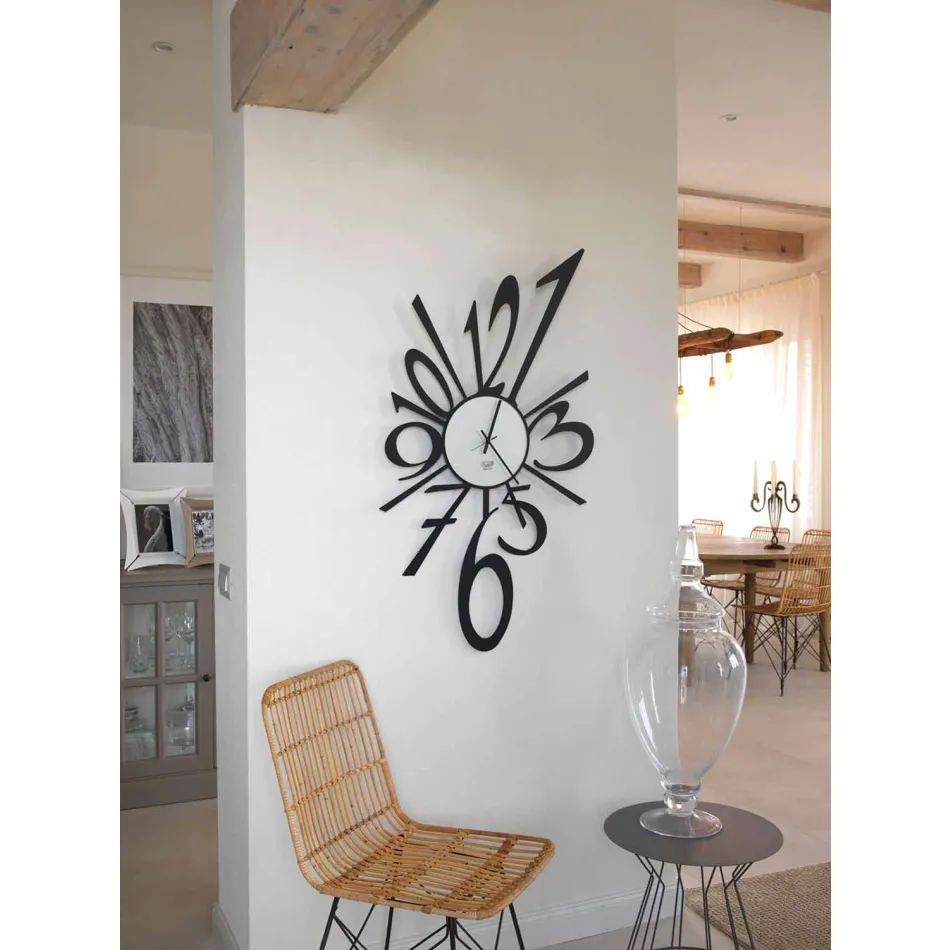 Black Iron or Aluminum Design Wall Clock Made in Italy - Ocean Viadurini