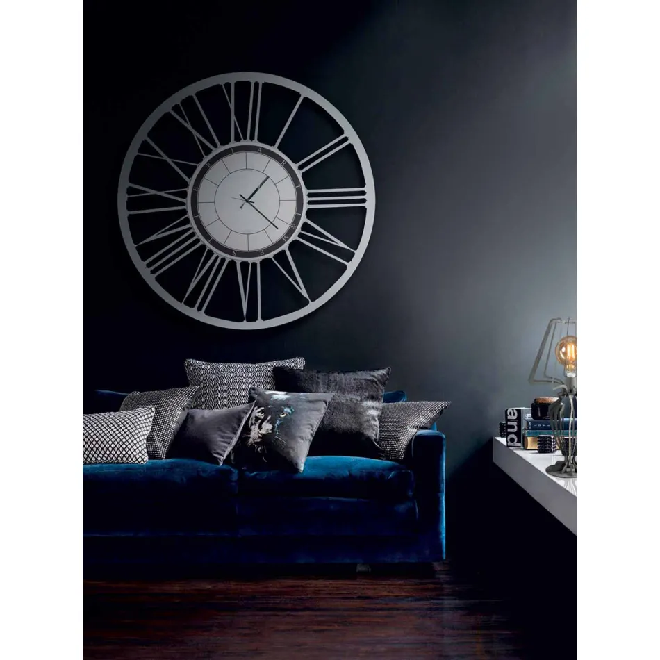 Large Modern Iron Wall Clock Made in Italy - Einar Viadurini