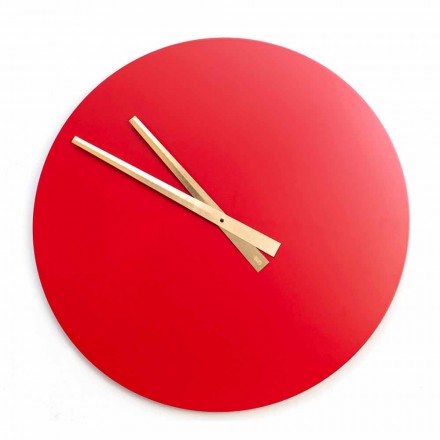 Large Wall Clock Colorful Modern Design in Round Wood - Dione Viadurini