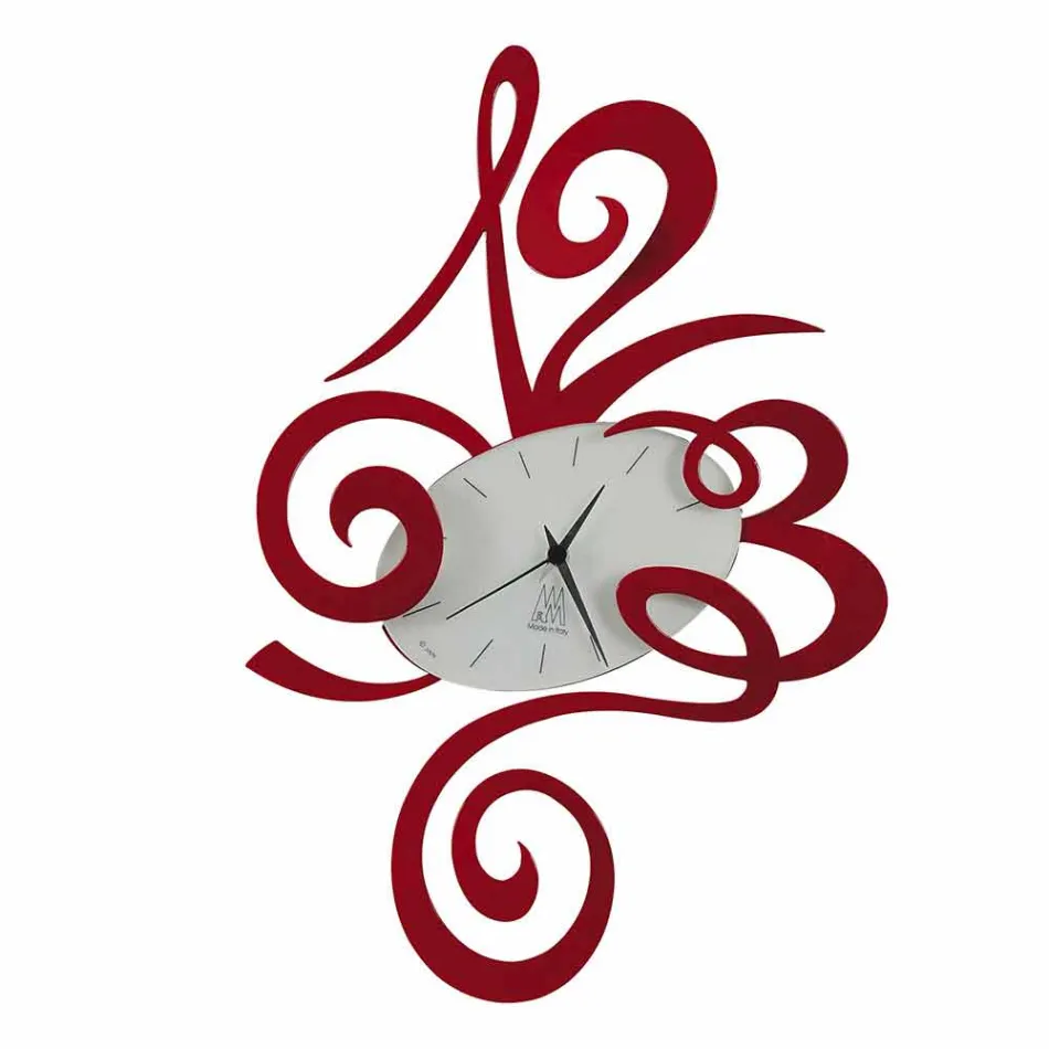 Wall Clock in Black Iron, Aluminum or Red Made in Italy - Rosbif Viadurini