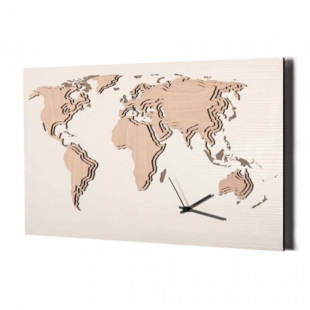 Wooden Wall Clock with Planisphere Design Living Room Decoration - Mappo Viadurini