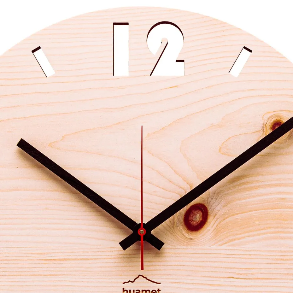 Wall clock in Swiss pine wood made in Italy Andrea Viadurini