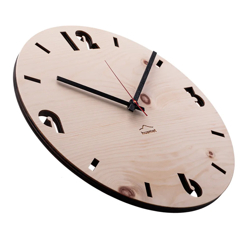 Wall clock in Swiss pine wood made in Italy Andrea Viadurini