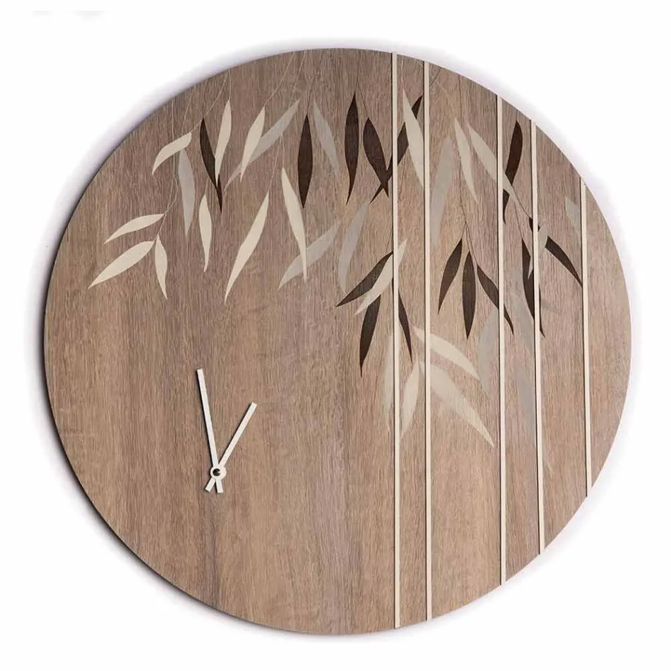 Wall Clock in Oak Wood or Blackboard Laser Engraved Design Round - Kanno Viadurini