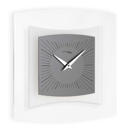 Wall Clock in Transparent and Bisatin Methacrylate Made in Italy - Glad Viadurini