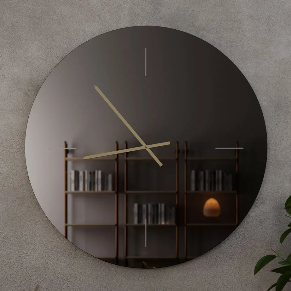 Glass Wall Clock with Satin Brass Hands - Radia Viadurini