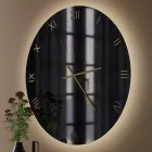 Black Gold Marble Effect Glass Wall Clock with Brass Hands - Cortex Viadurini