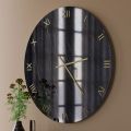 Black Gold Marble Effect Glass Wall Clock with Brass Hands - Cortex