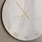 Calacatta Marble Effect Glass Wall Clock with Brass Hands - Axis Viadurini