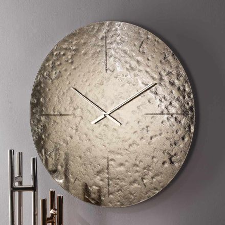 Wavy Fused Glass Wall Clock with Brass Hands - Radia Viadurini