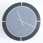 Modern Design Round Wall Clock in Avio Blue White Wood - Savio Viadurini