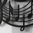 Modern Design Round Black Wall Clock in Decorated Wood - Music Viadurini