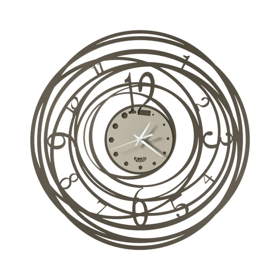 Round Wall Clock in Iron Decorated Design in 3 Colors - Doric Viadurini