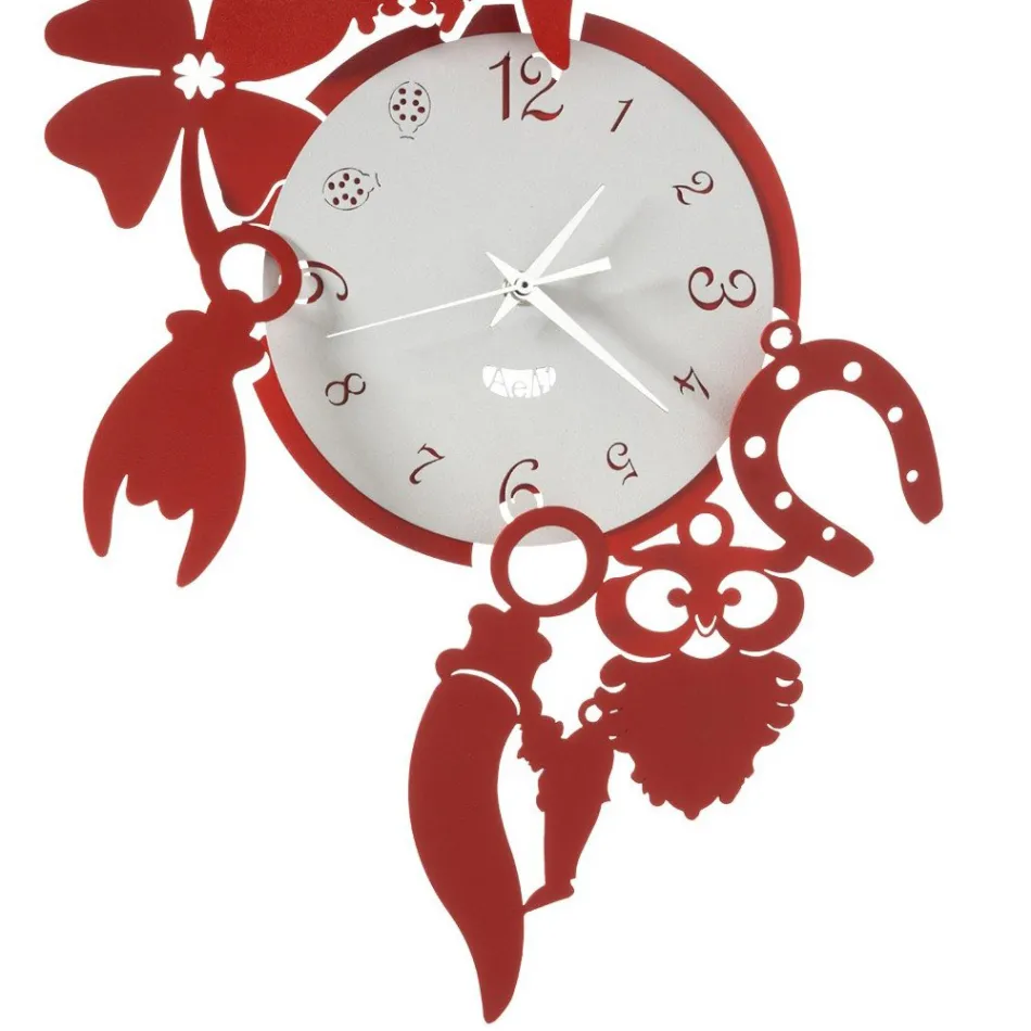 Round Design Iron Wall Clock with Fortuna Decorations - Tibio Viadurini