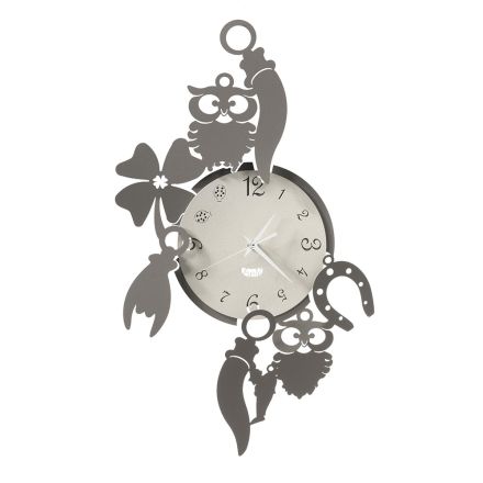 Round Design Iron Wall Clock with Fortuna Decorations - Tibio Viadurini