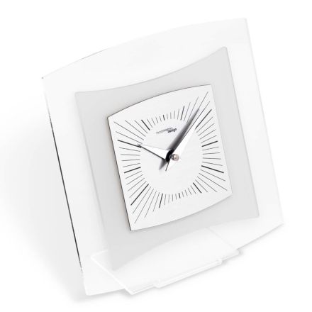 Table Clock in Transparent and Bisatin Methacrylate Made in Italy - Glad Viadurini