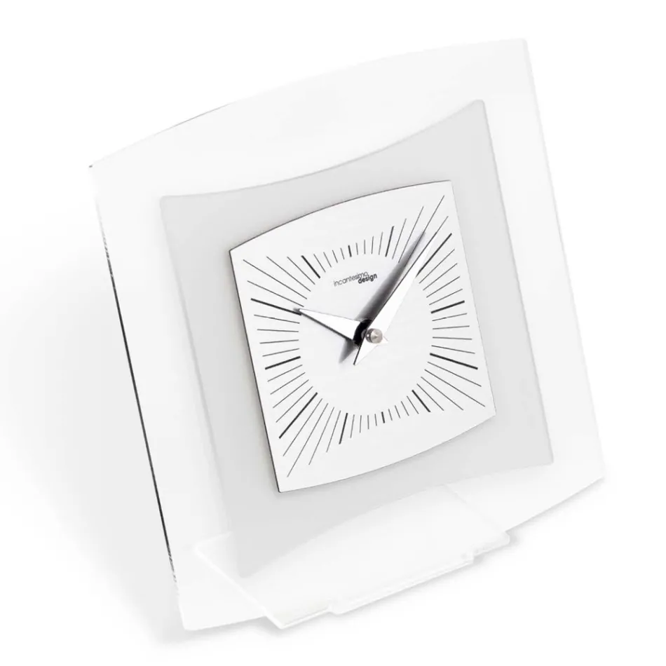 Table Clock in Transparent and Bisatin Methacrylate Made in Italy - Glad Viadurini