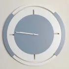 Large Round Classic Design Wall Clock in White and Avio Wood - Beppe Viadurini