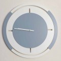 Large Round Classic Design Wall Clock in White and Avio Wood - Beppe