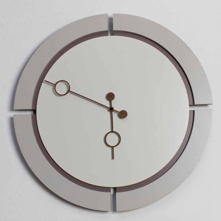 Large Modern Round Design Wall Clock in Brown and Beige Wood - Osvego Viadurini