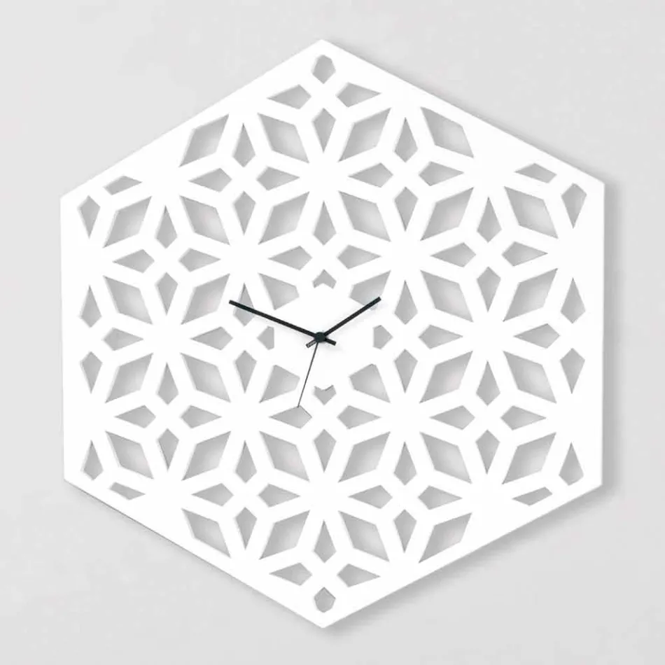 Large Design Wall Clock in White Dove Gray Green or Pink Wood - Tarto Viadurini