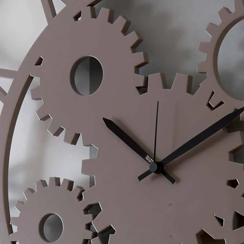 Large Round Wooden Wall Clock in Shabby Colored Design - Mechanic Viadurini