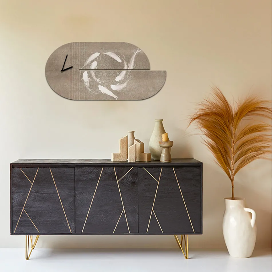 Wooden Clock with Heron Print Made in Italy - Palau Viadurini