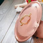 Round Frying Pan in Hand Tinned Copper with Handle and Lid 32 cm - Gianluigi Viadurini