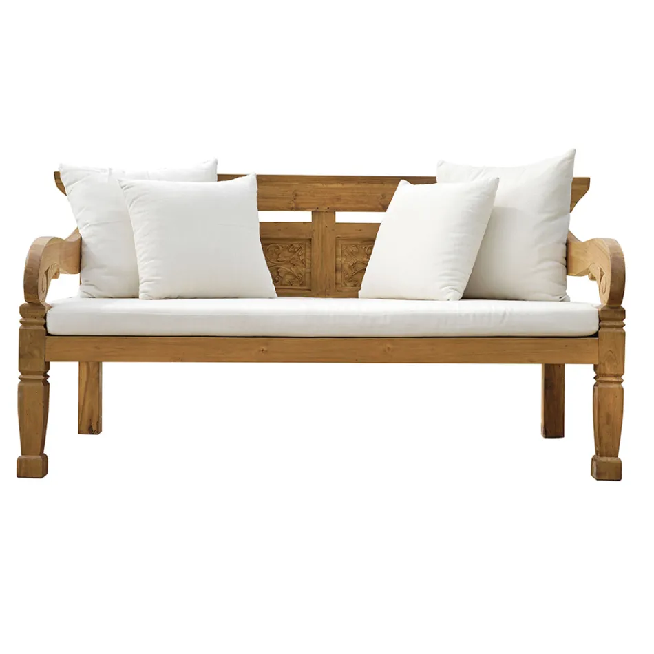 Bench 210x112 cm in Recycled Teak Wood with Cushions - Mammolo Viadurini
