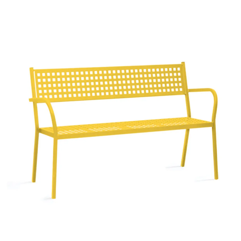Stackable Outdoor Bench with Steel Armrest Made in Italy - Aberdeen Viadurini