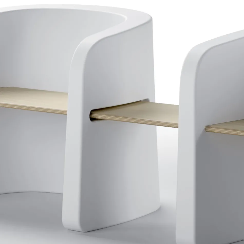 Garden Bench in Polyethylene and Birch Wood Made in Italy - Talula Viadurini