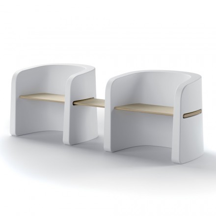 Garden Bench in Polyethylene and Birch Wood Made in Italy - Talula Viadurini