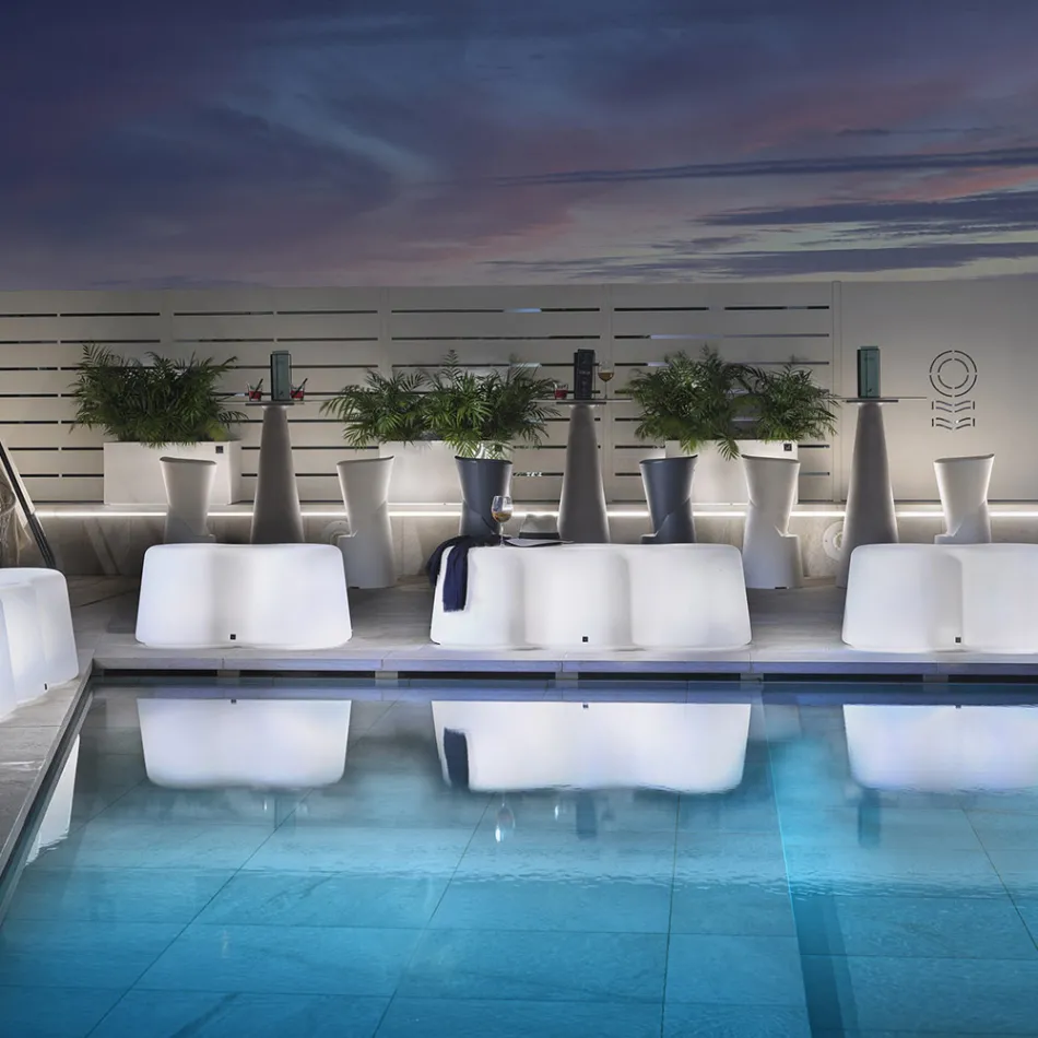 Wavy Outdoor Bench in Polyethylene Made in Italy - Brenda Viadurini