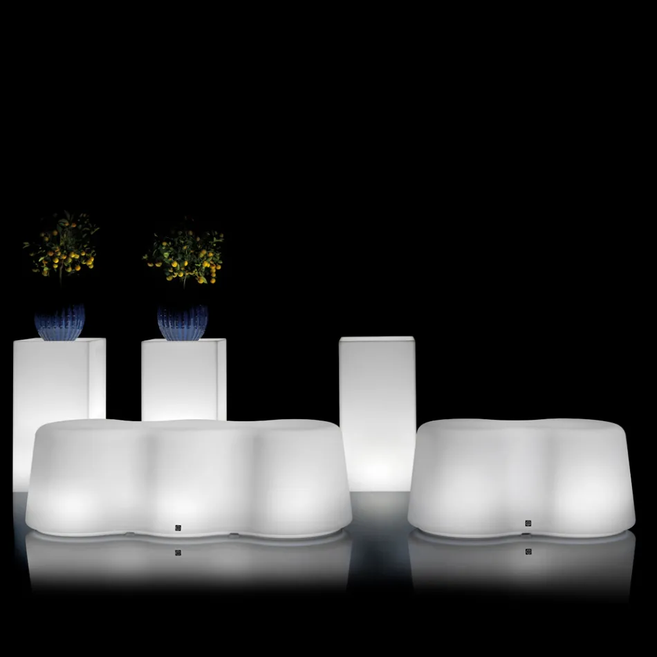 Wavy Outdoor Luminous Bench in Polyethylene Made in Italy - Brenda Viadurini