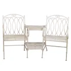 2 Seater Bench with Metal Table and Umbrella Stand - Glue Viadurini