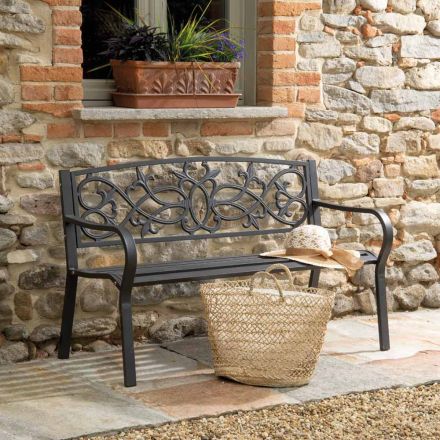 Garden Bench Made of Metal with Different Finishes - Stapler Viadurini