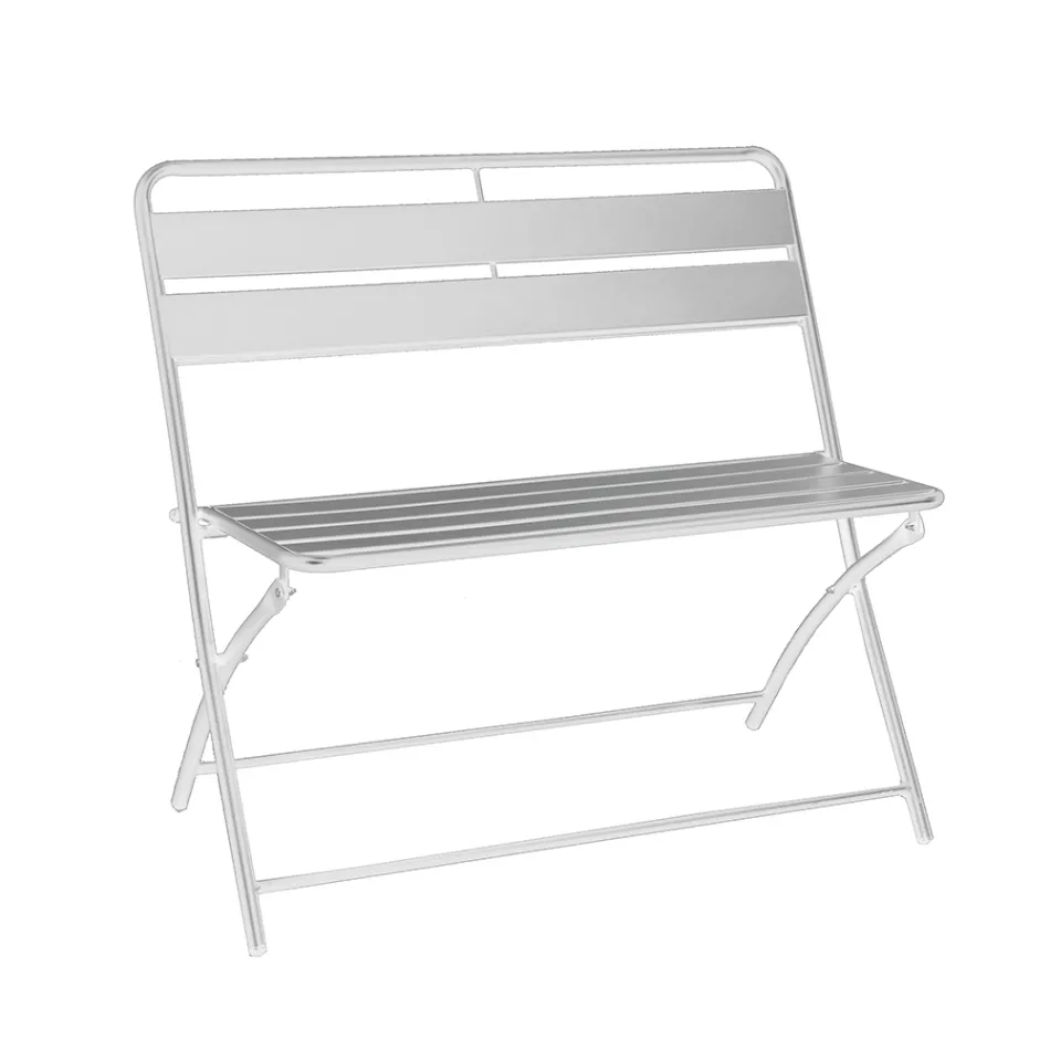 Folding Garden Bench Made of Metal - Ribbon Viadurini
