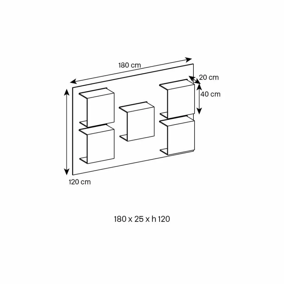Wall Panel in Canaletto Walnut Wood and Glass Shelves 2 Sizes - Basil Viadurini