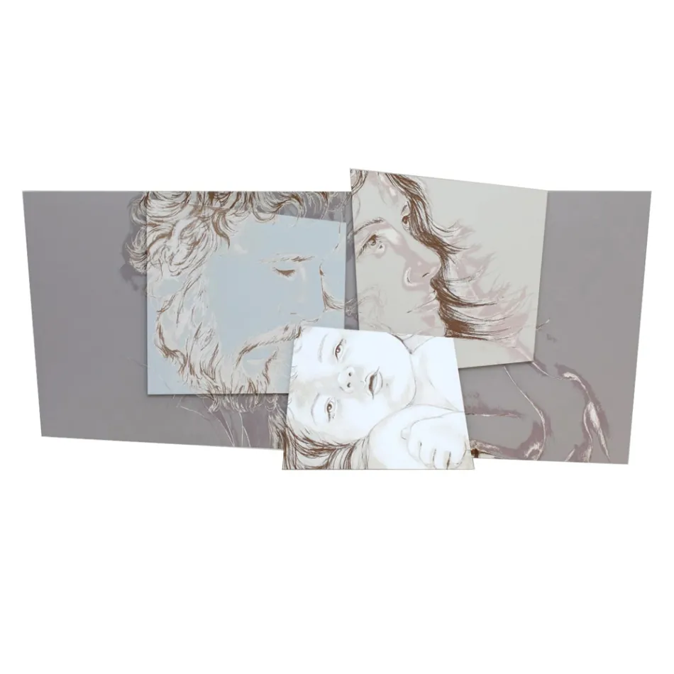 Panel with the Bethlehem Family Made in Laser Made in Italy - Paola Viadurini