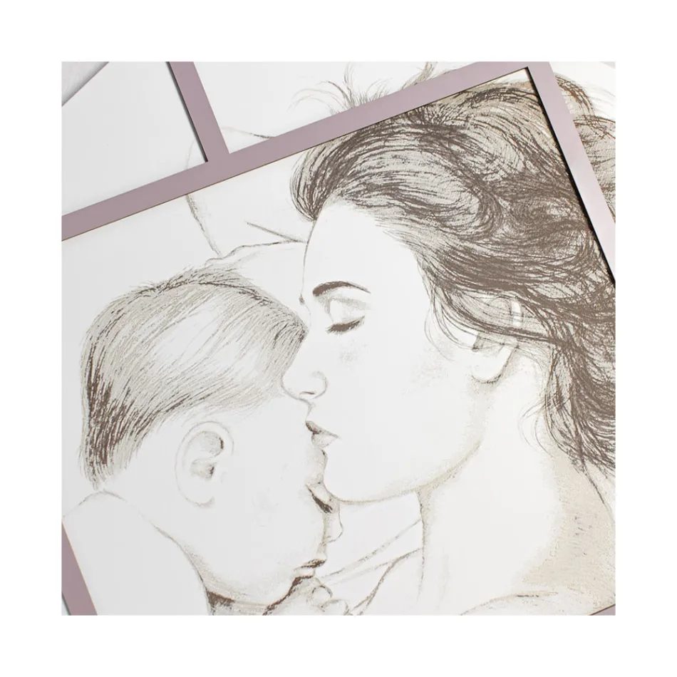 Laser Engraved Panel with Woman and Child Made in Italy - Harald Viadurini